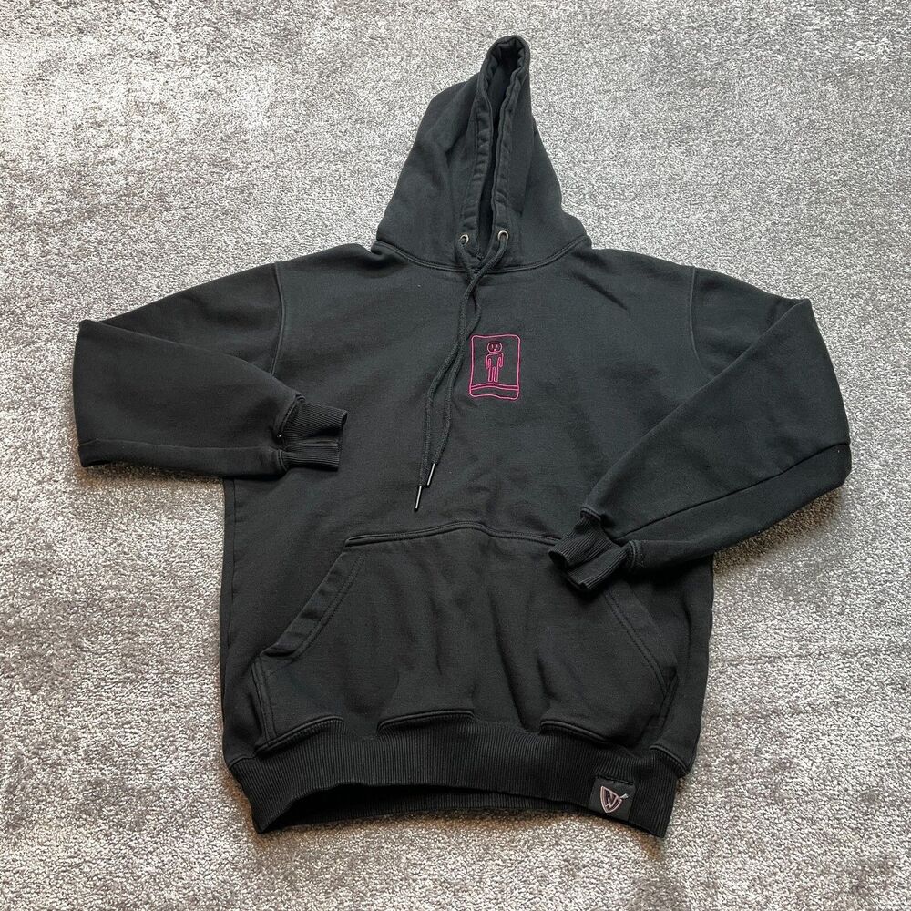NJ Hoodie Sweatshirt Mens Medium Black Pullover Solid Adult Cotton Sweater Logo